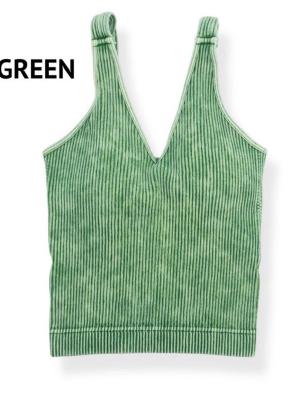 Zenana Green‎ Ribbed V-Neck Tank Top - Women